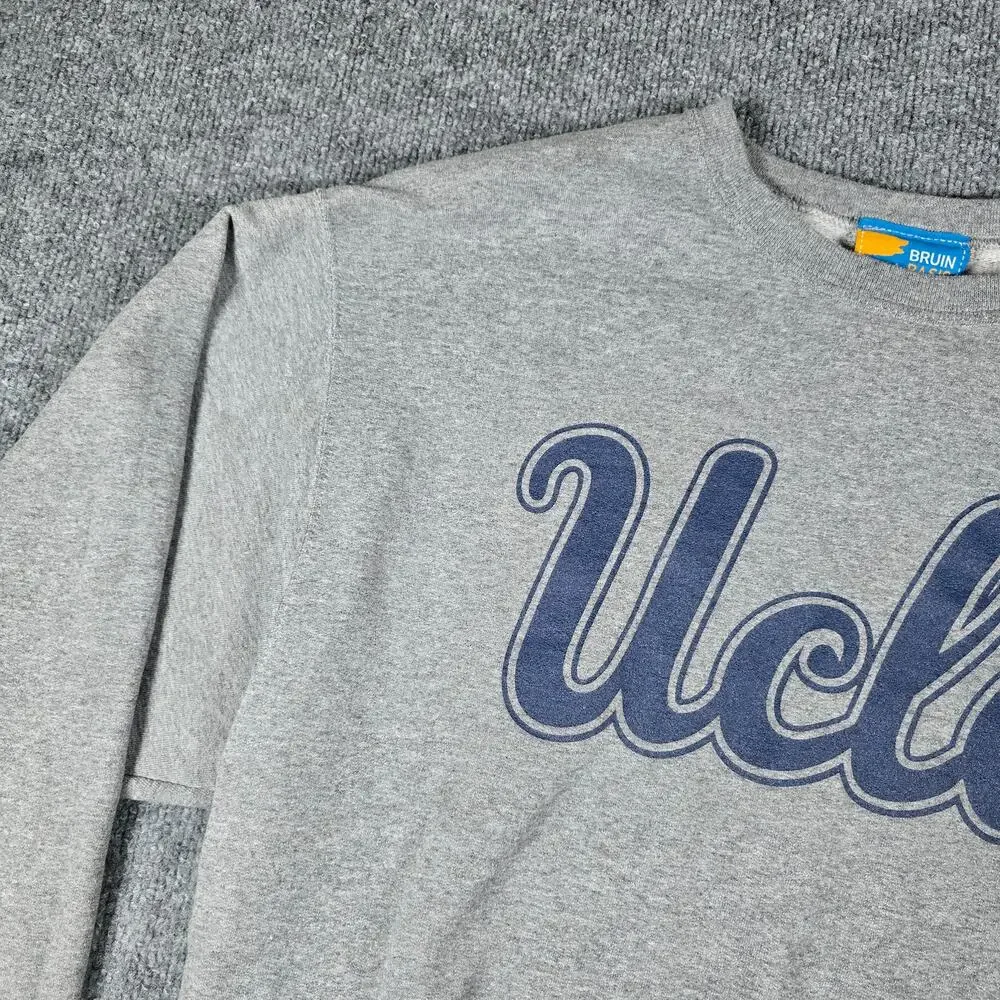 UCLA Bruin Basic Threads Men's Crew Neck Sweater - Script Print - Gray - Large - Picture 8 of 16